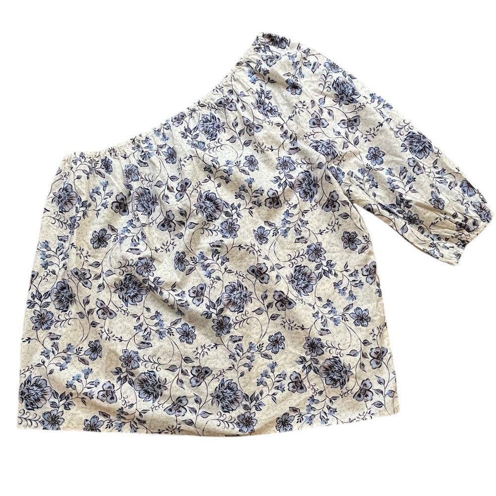 J. Jill One-Shoulder Floral Puff-Sleeve Top  Size M